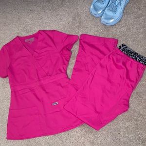 hot pink Greys Anatomy Brand Scrub set